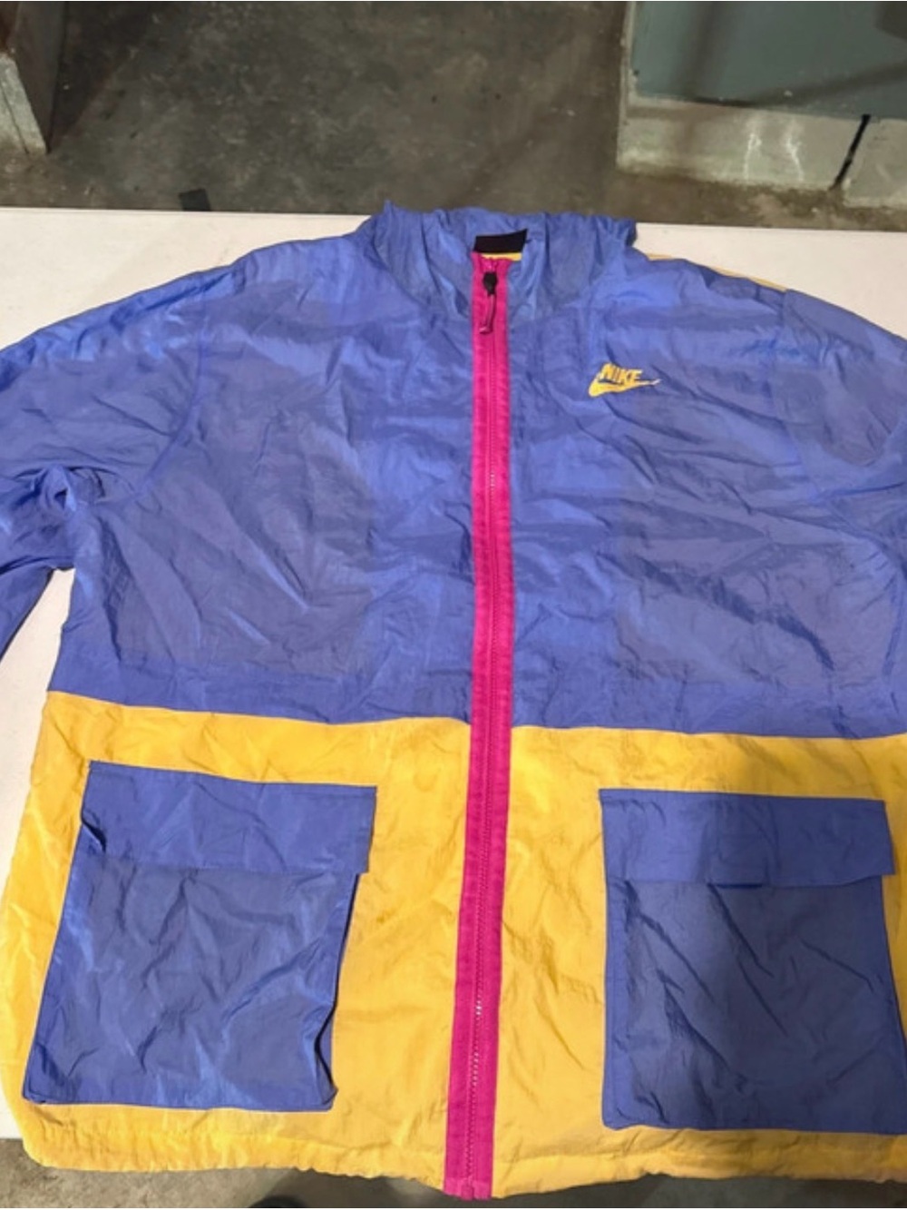 Nike Kids Colorblock Rain Jacket - Purple, Yellow, Pink